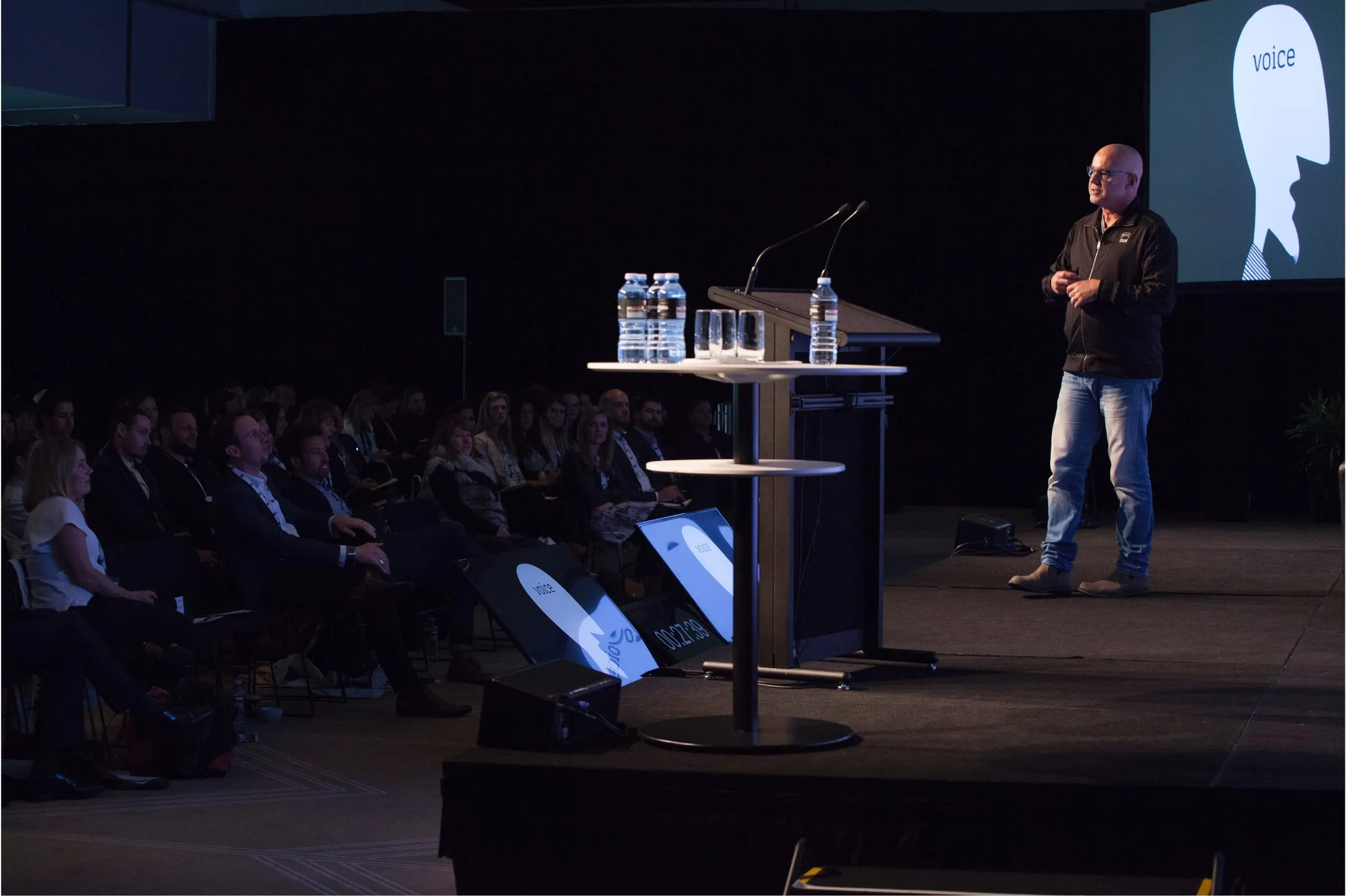 Richard Sauerman on stage delivering Tomorrow Is Up for Grabs
