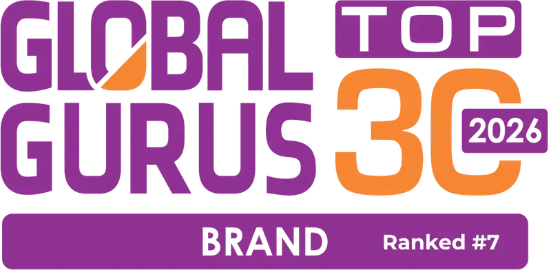 Global Gurus Top 30 2026 badge: Brand category, ranked #7