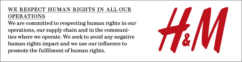 H&M statement: 'We respect human rights in all our operations', including its supply chain and communities