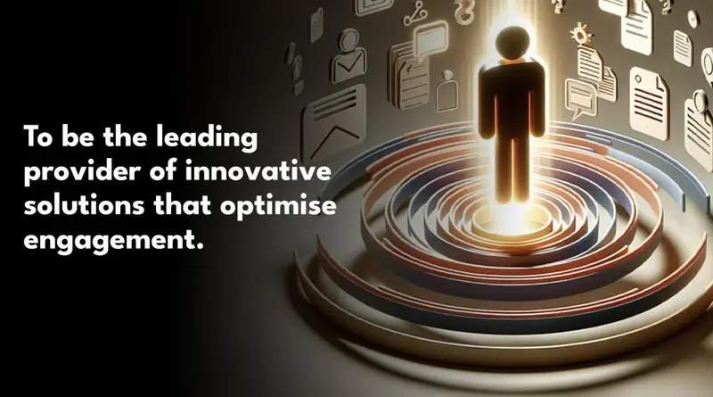Vision statement graphic: To be the leading provider of innovative solutions that optimise engagement.